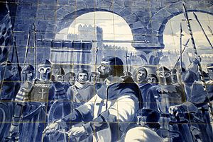 Egas Moniz, Azulejo Estação de São Bento (Porto)