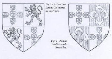 Blasons des SOUSA CHICHORRO (fig1) et blasons des SOUSA de ARRONCHES (fig2)
